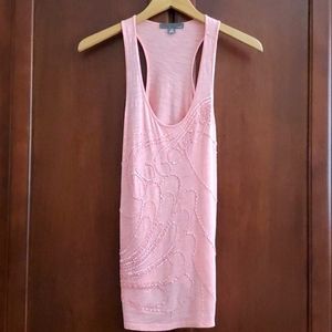 Forever 21 Peach Beaded Racerback Tank Top